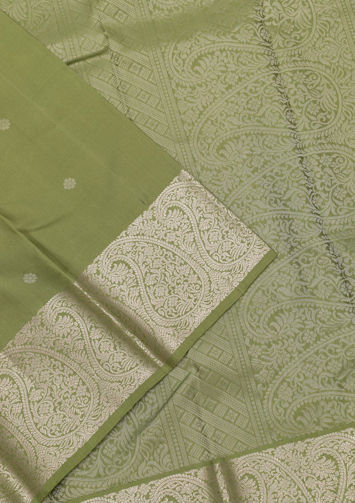 Mehendi Zariwork Pure Silk Saree-Koskii
