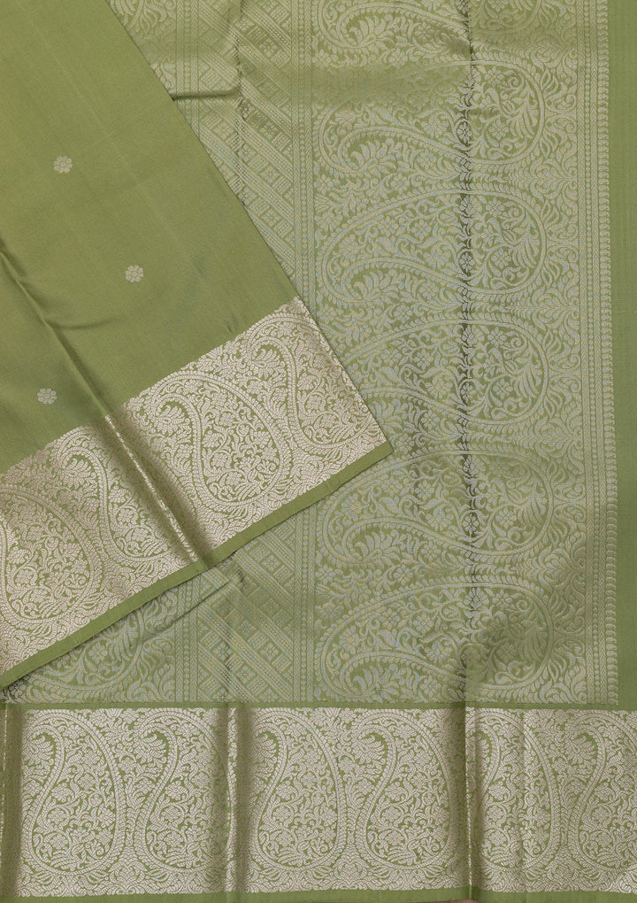 Mehendi Zariwork Pure Silk Saree-Koskii