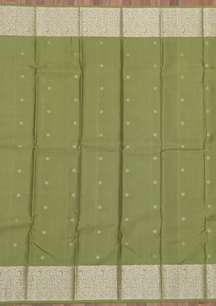 Mehendi Zariwork Pure Silk Saree-Koskii