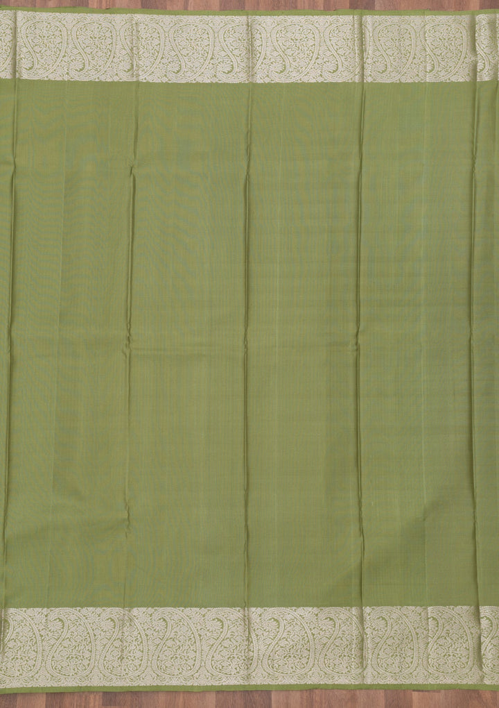 Mehendi Zariwork Pure Silk Saree-Koskii