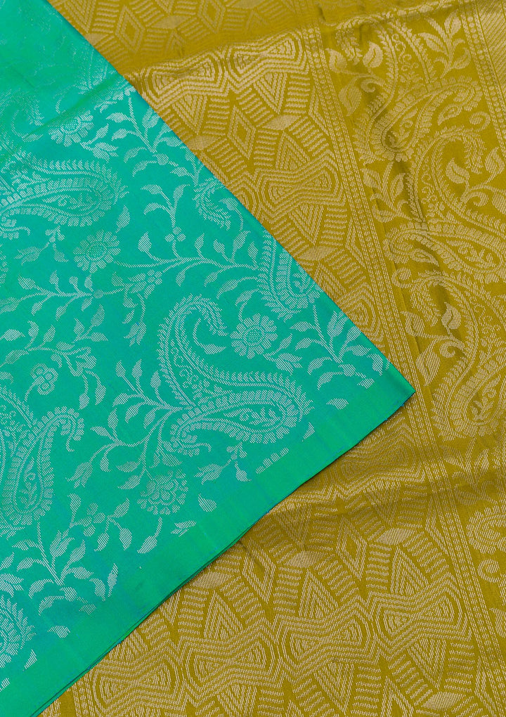 Mehendi Zariwork Pure Silk Saree-Koskii
