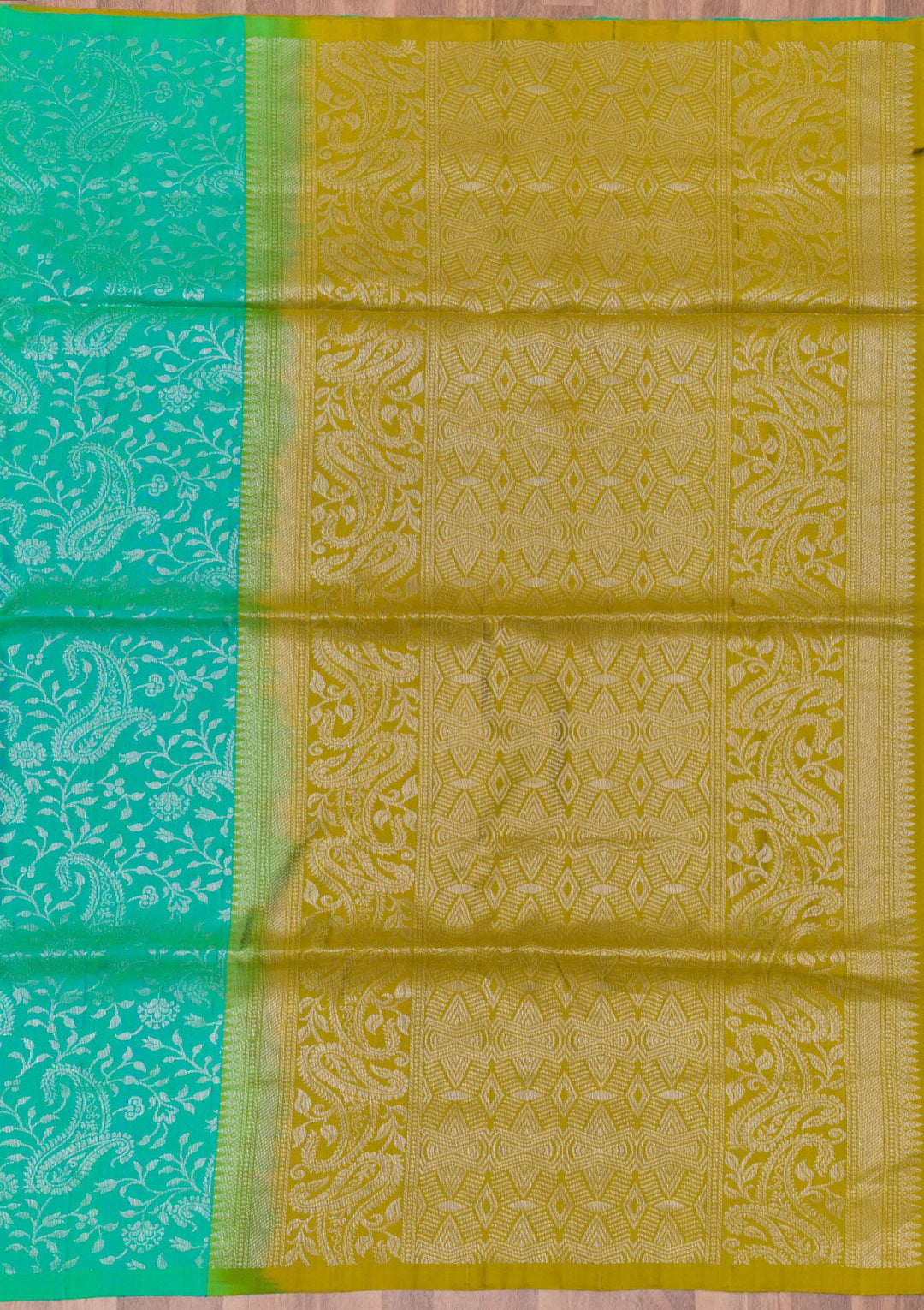 Mehendi Zariwork Pure Silk Saree-Koskii