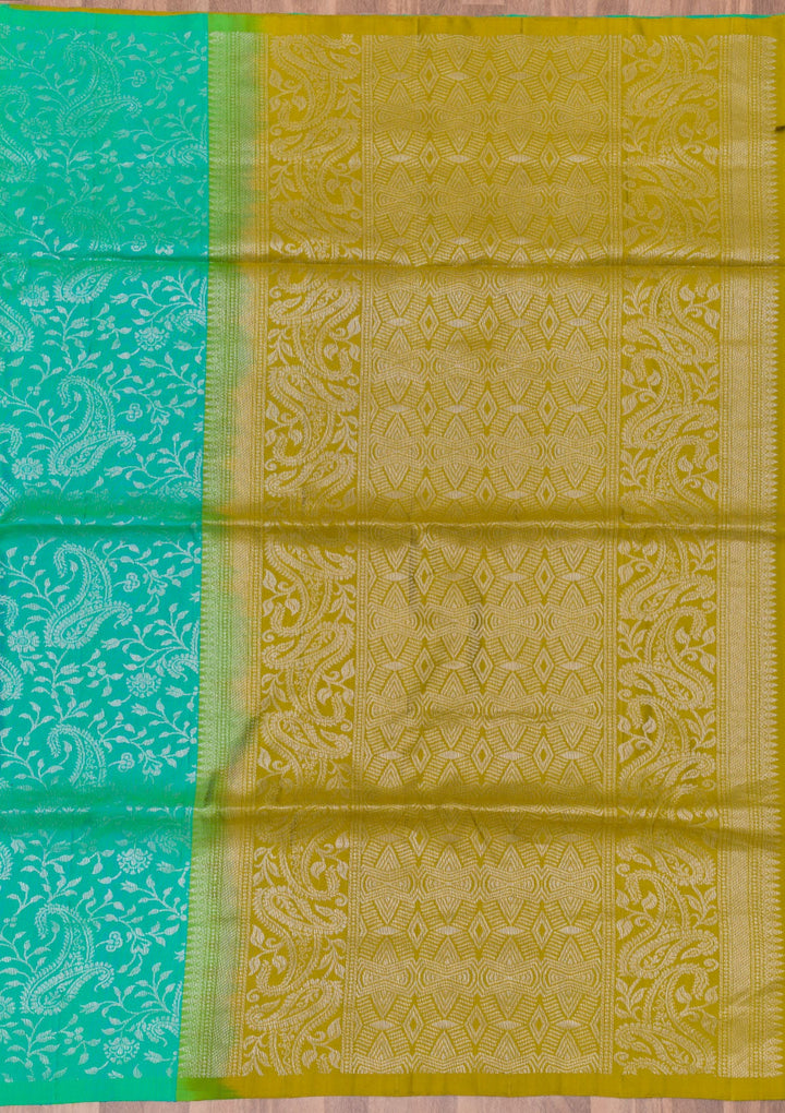 Mehendi Zariwork Pure Silk Saree-Koskii