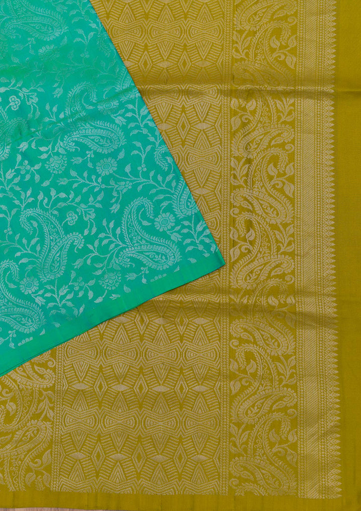 Mehendi Zariwork Pure Silk Saree-Koskii