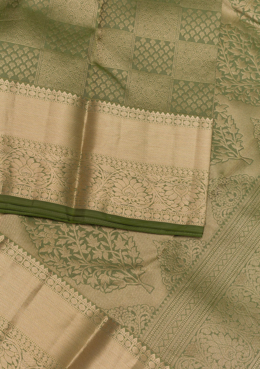 Mehendi Zariwork Pure Silk Saree-Koskii