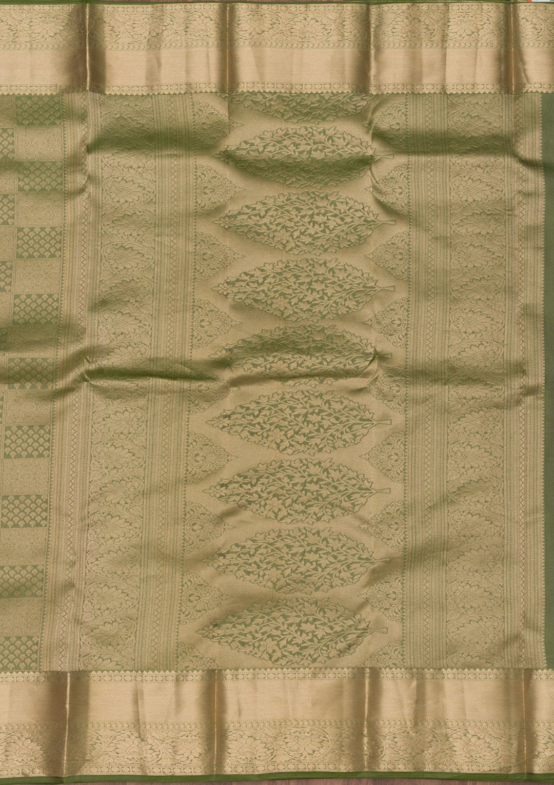 Mehendi Zariwork Pure Silk Saree-Koskii