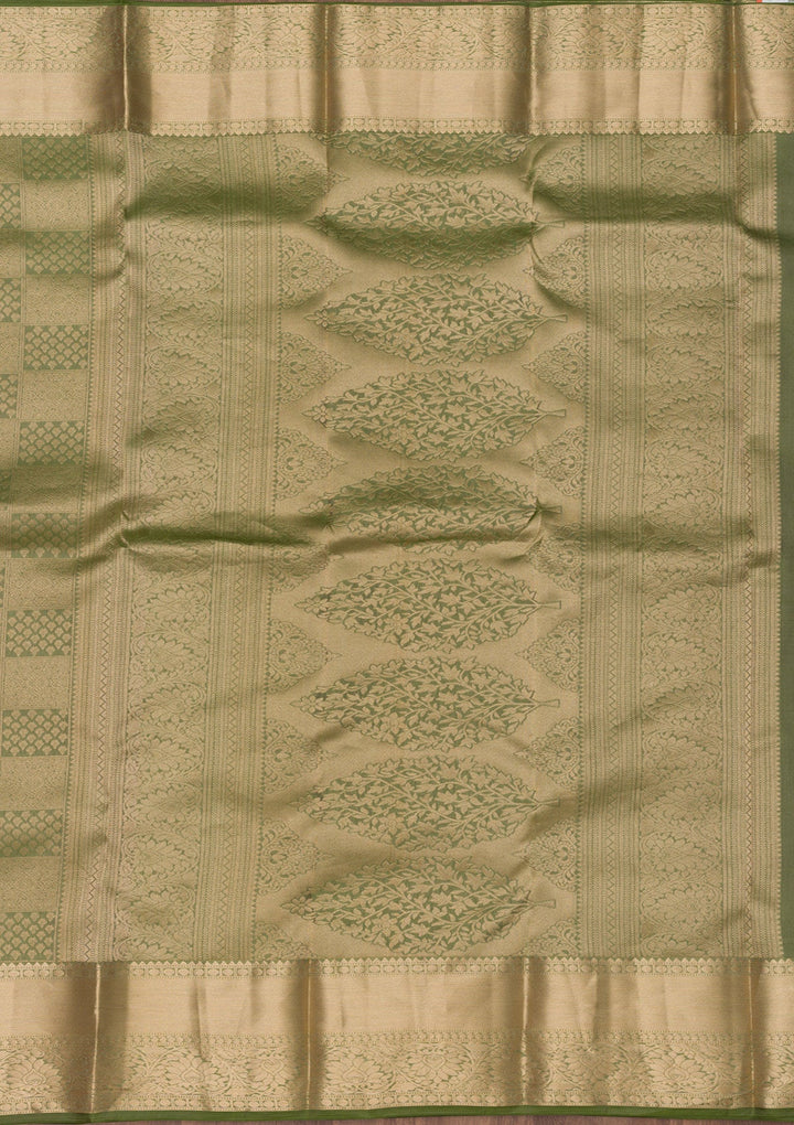 Mehendi Zariwork Pure Silk Saree-Koskii