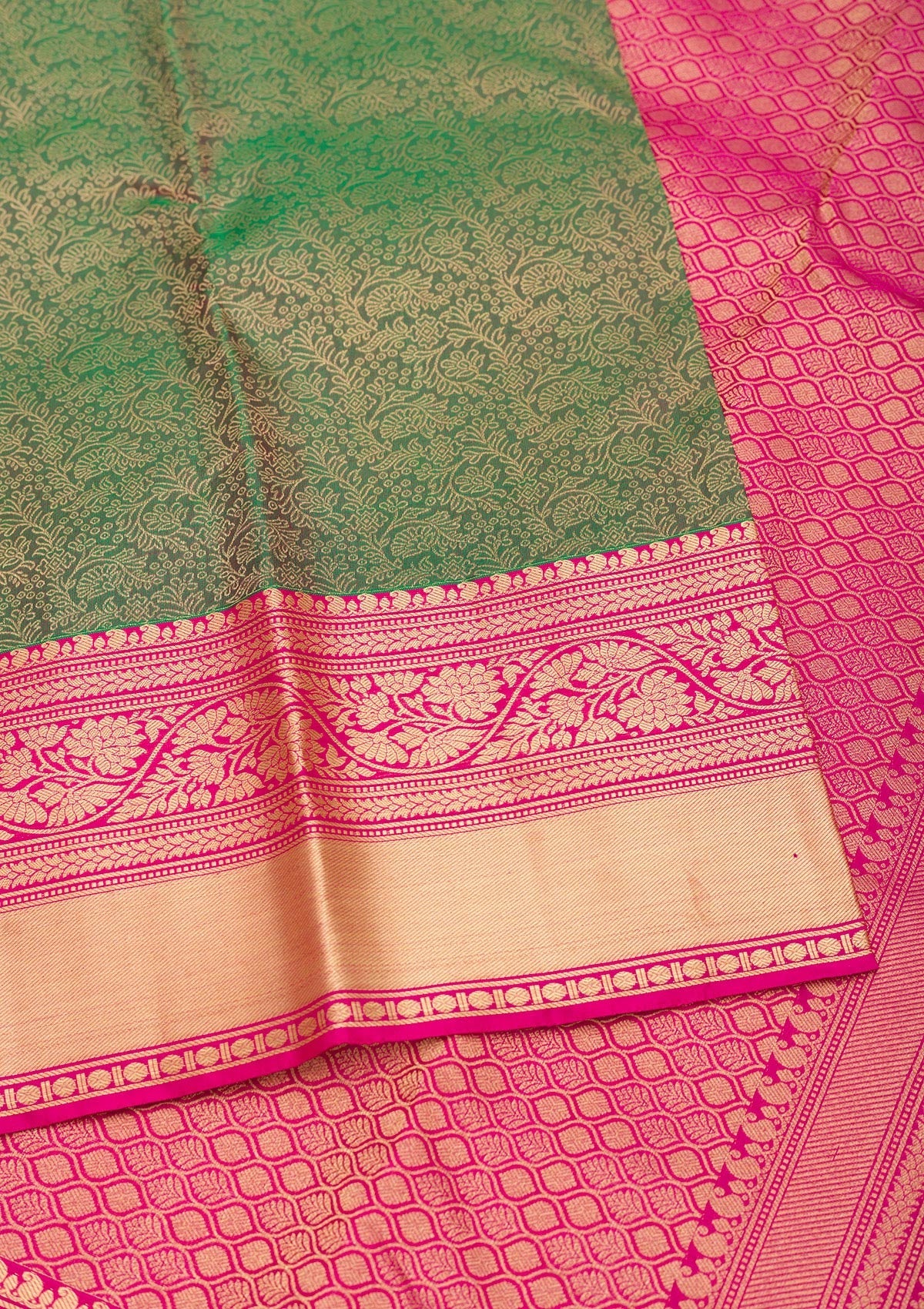 Mehendi Zariwork Pure Silk Saree-Koskii