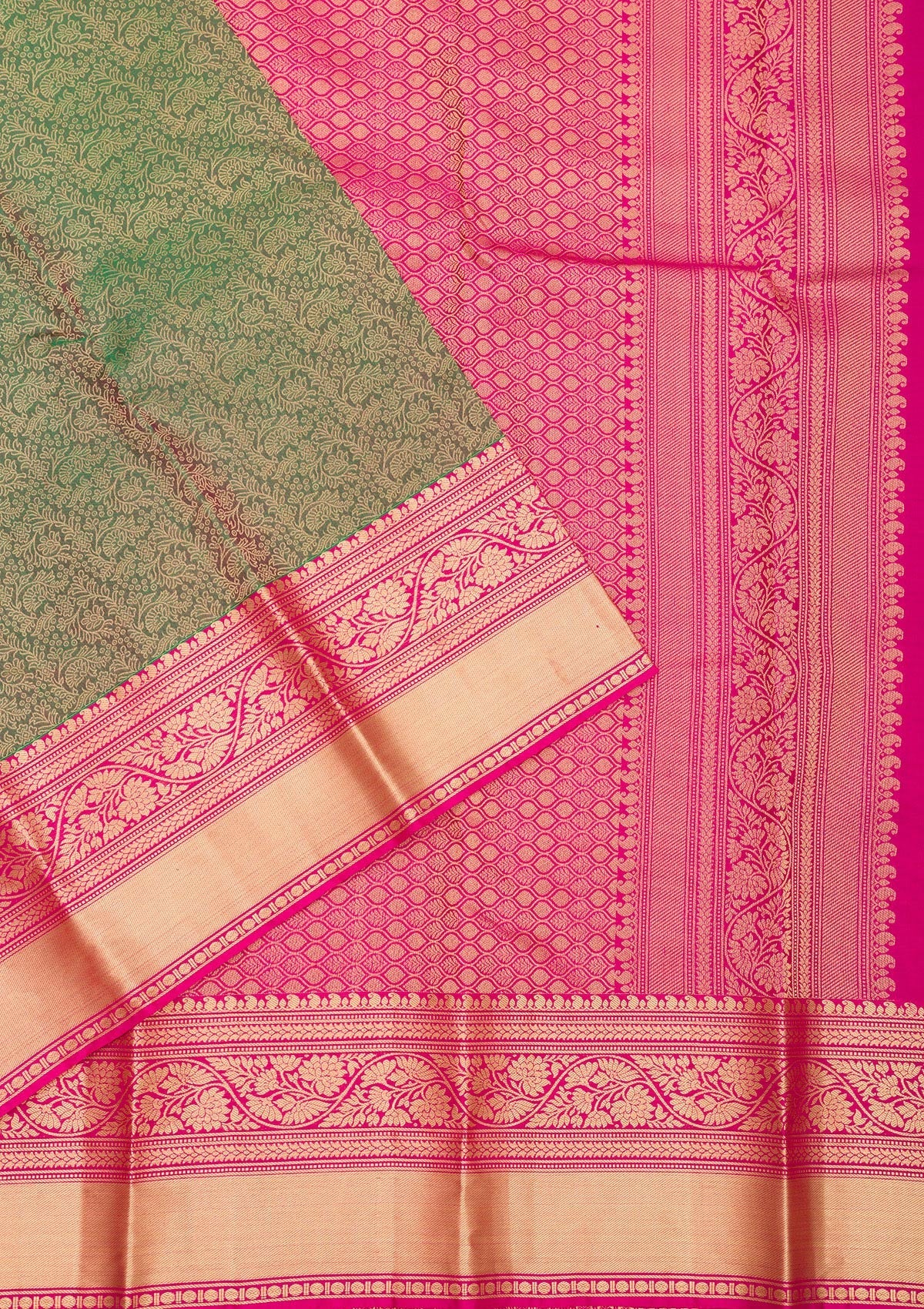 Mehendi Zariwork Pure Silk Saree-Koskii