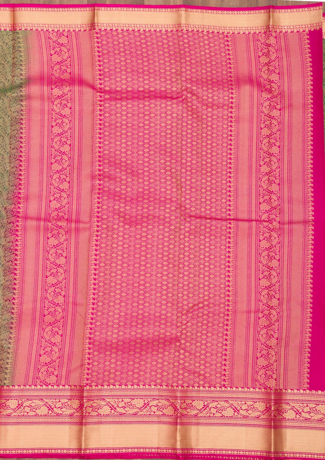 Mehendi Zariwork Pure Silk Saree-Koskii