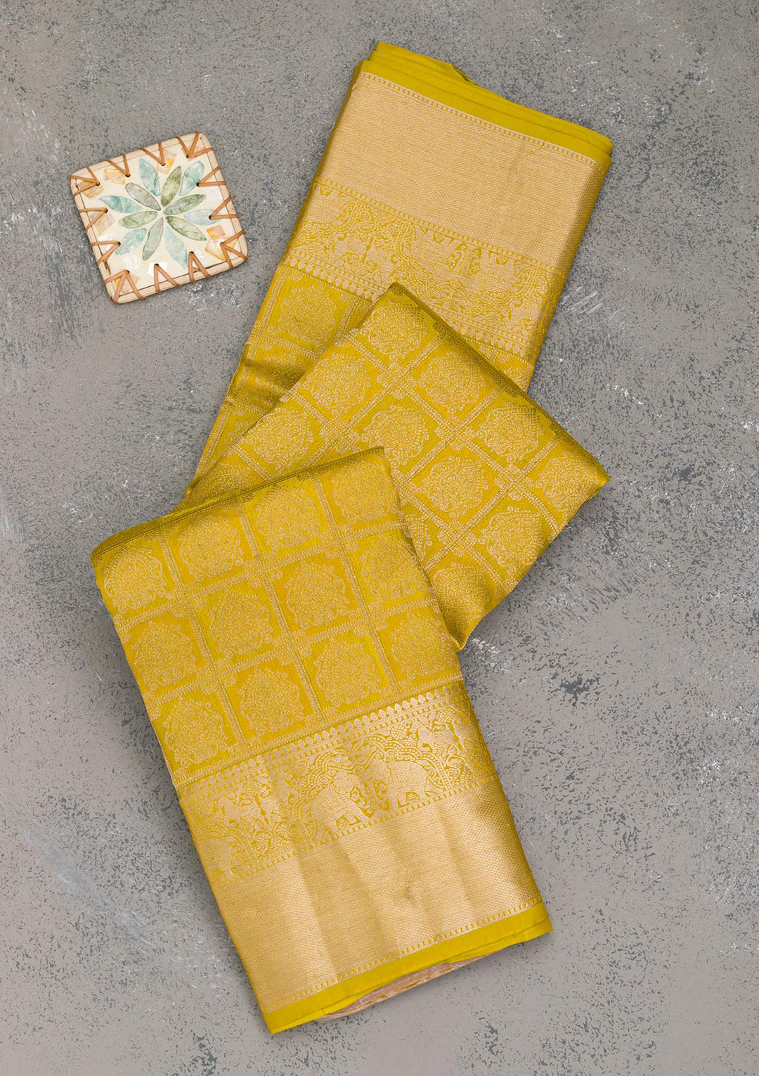 Mehendi Zariwork Pure Silk Saree-Koskii
