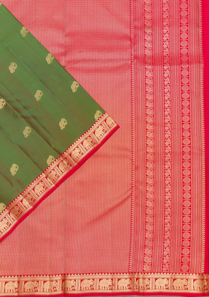 Mehendi Zariwork Pure Silk Saree-Koskii