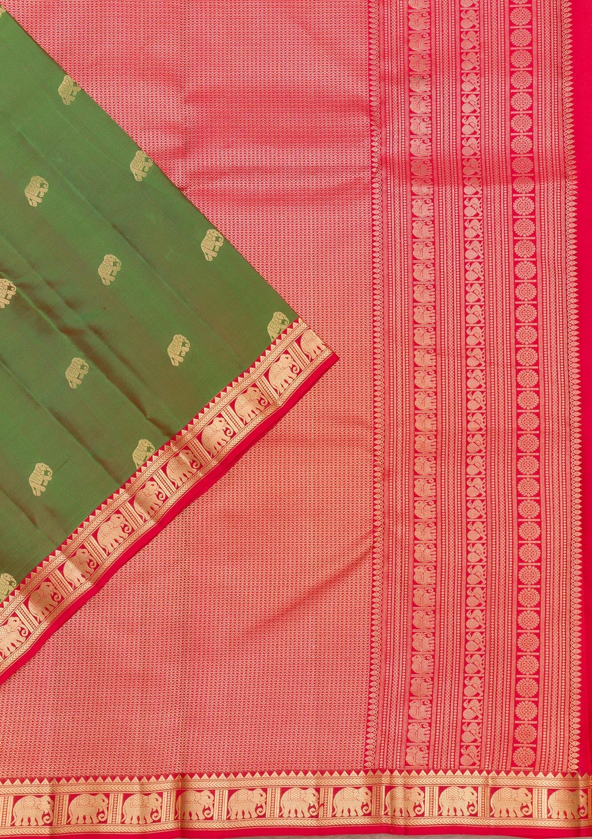 Mehendi Zariwork Pure Silk Saree-Koskii