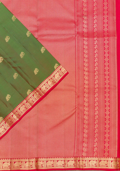 Mehendi Zariwork Pure Silk Saree-Koskii