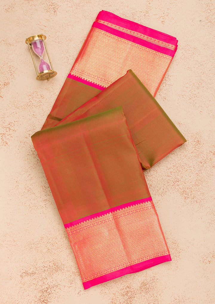 Mehendi Zariwork Pure Silk Saree-Koskii