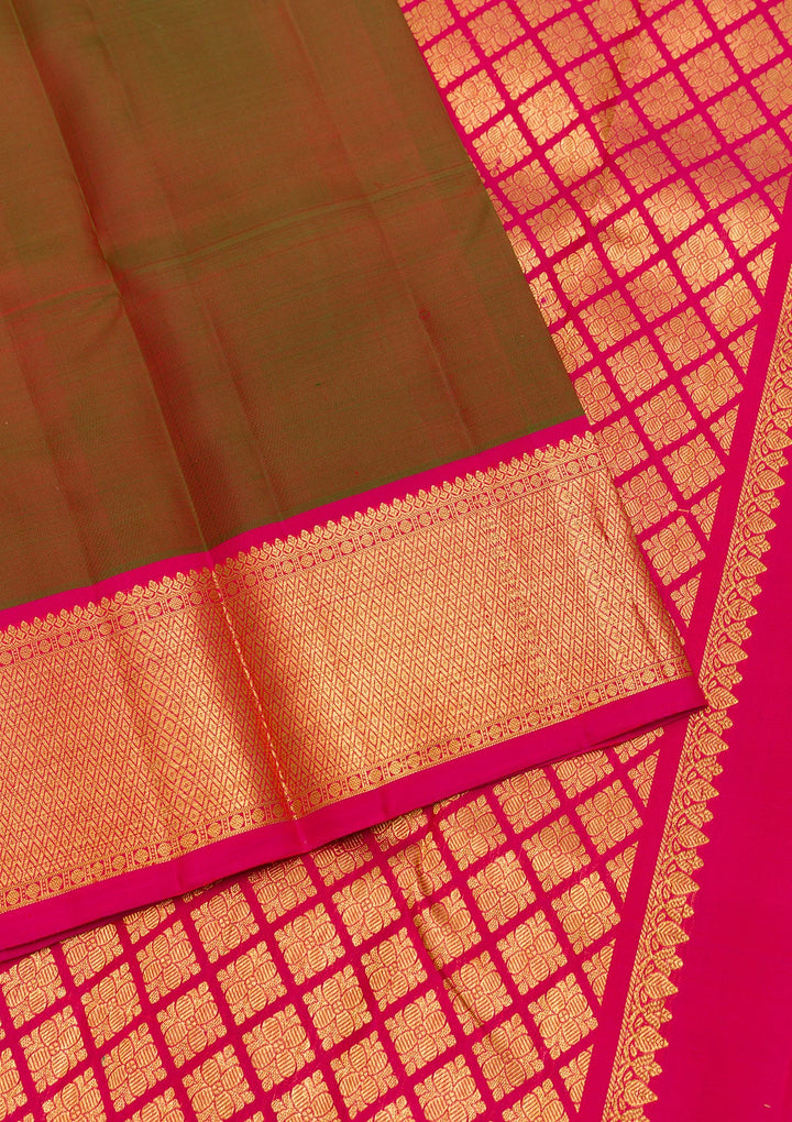 Mehendi Zariwork Pure Silk Saree-Koskii