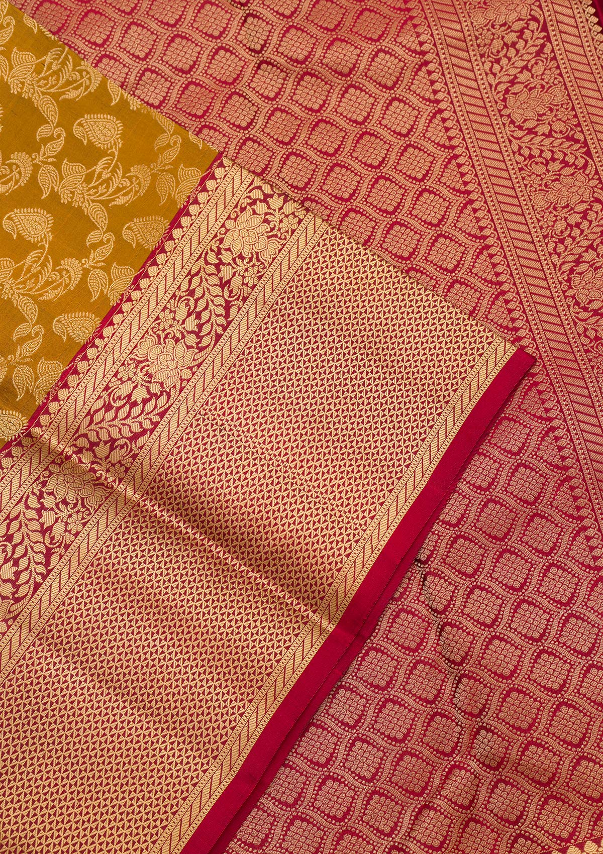 Mehendi Zariwork Pure Silk Saree-Koskii