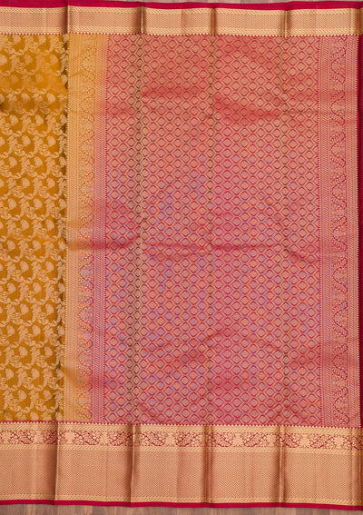 Mehendi Zariwork Pure Silk Saree-Koskii