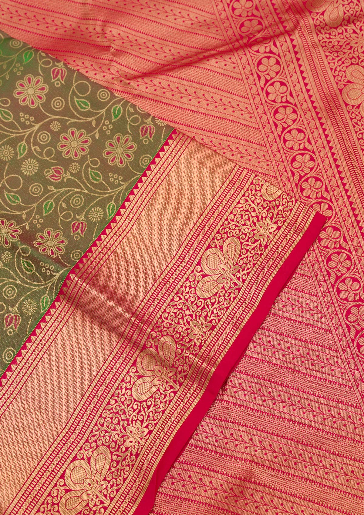 Mehendi Zariwork Pure Silk Saree-Koskii