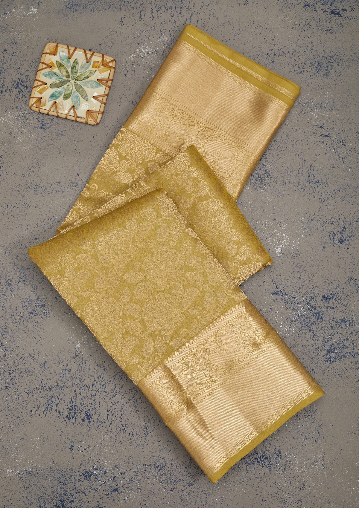 Mehendi Zariwork Pure Silk Saree-Koskii