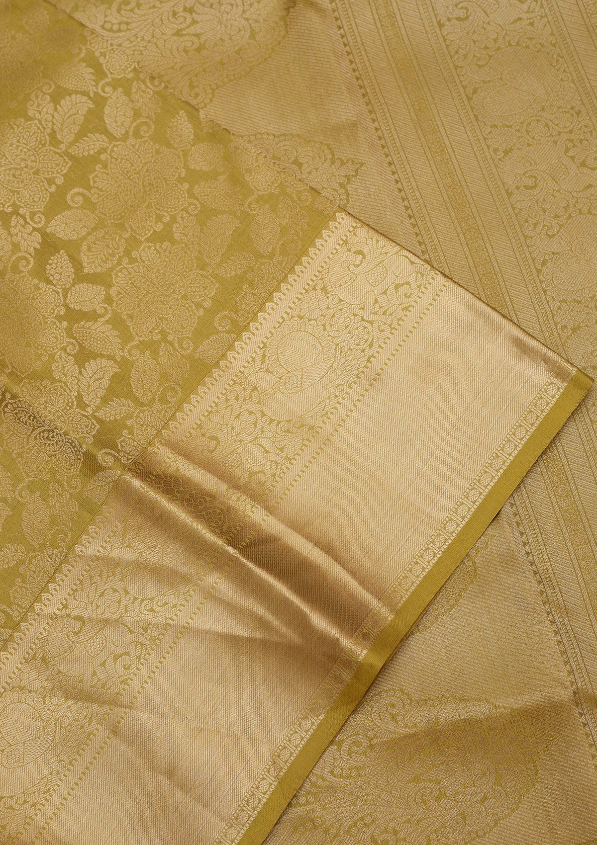 Mehendi Zariwork Pure Silk Saree-Koskii