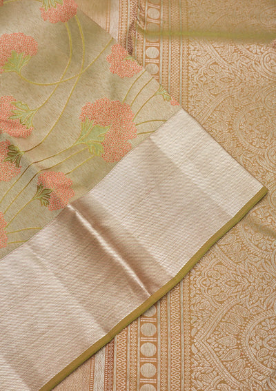 Mehendi Zariwork Pure Silk Saree-Koskii