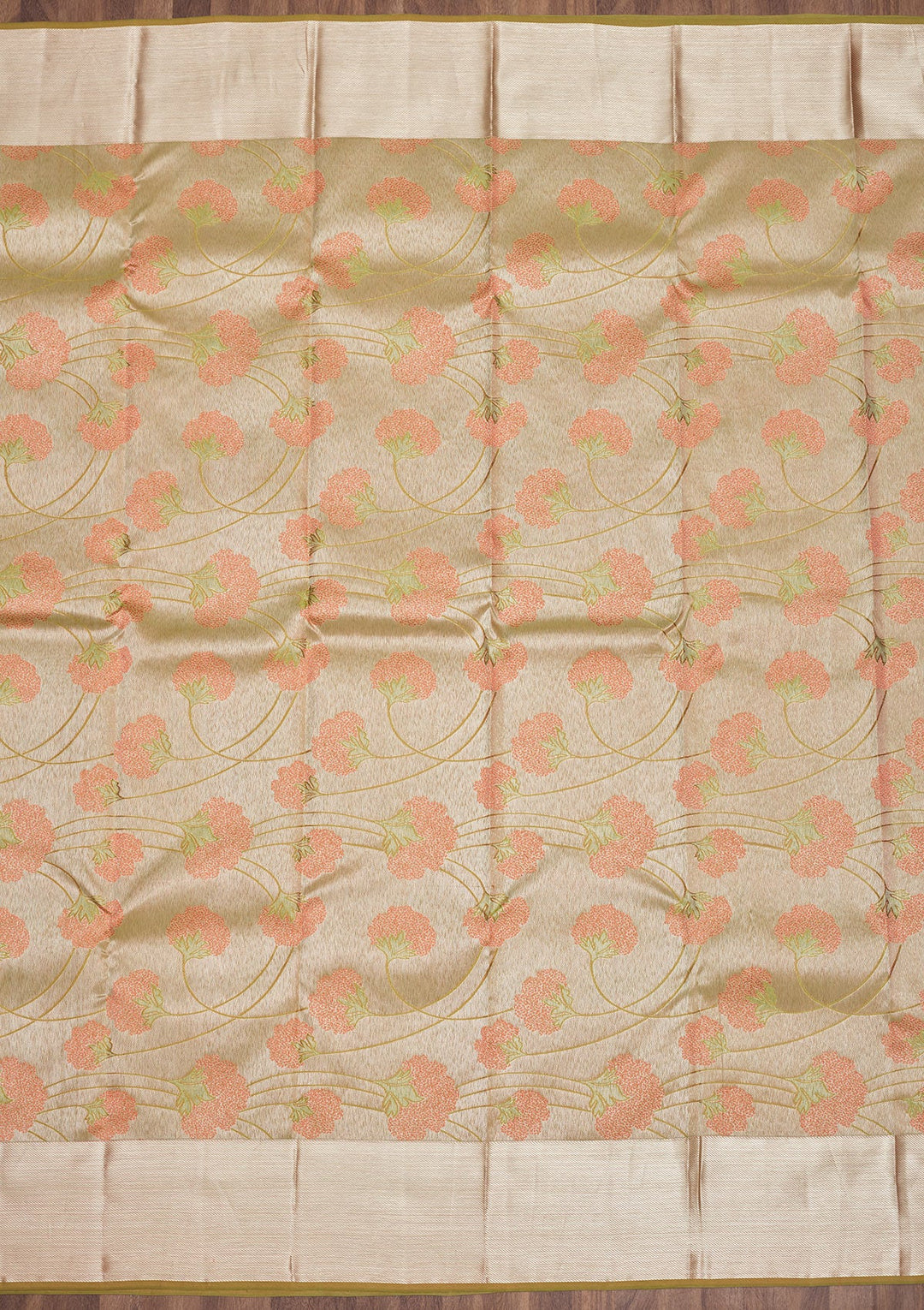 Mehendi Zariwork Pure Silk Saree-Koskii