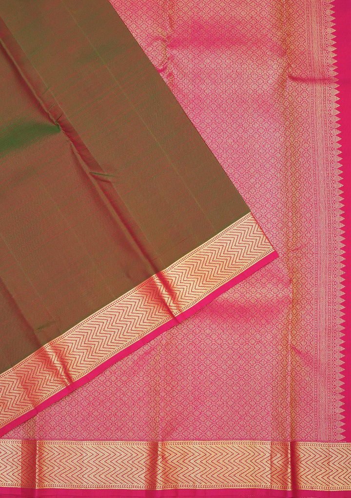 Mehendi Zariwork Pure Silk Saree-Koskii