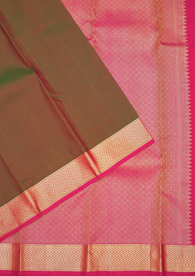 Mehendi Zariwork Pure Silk Saree-Koskii