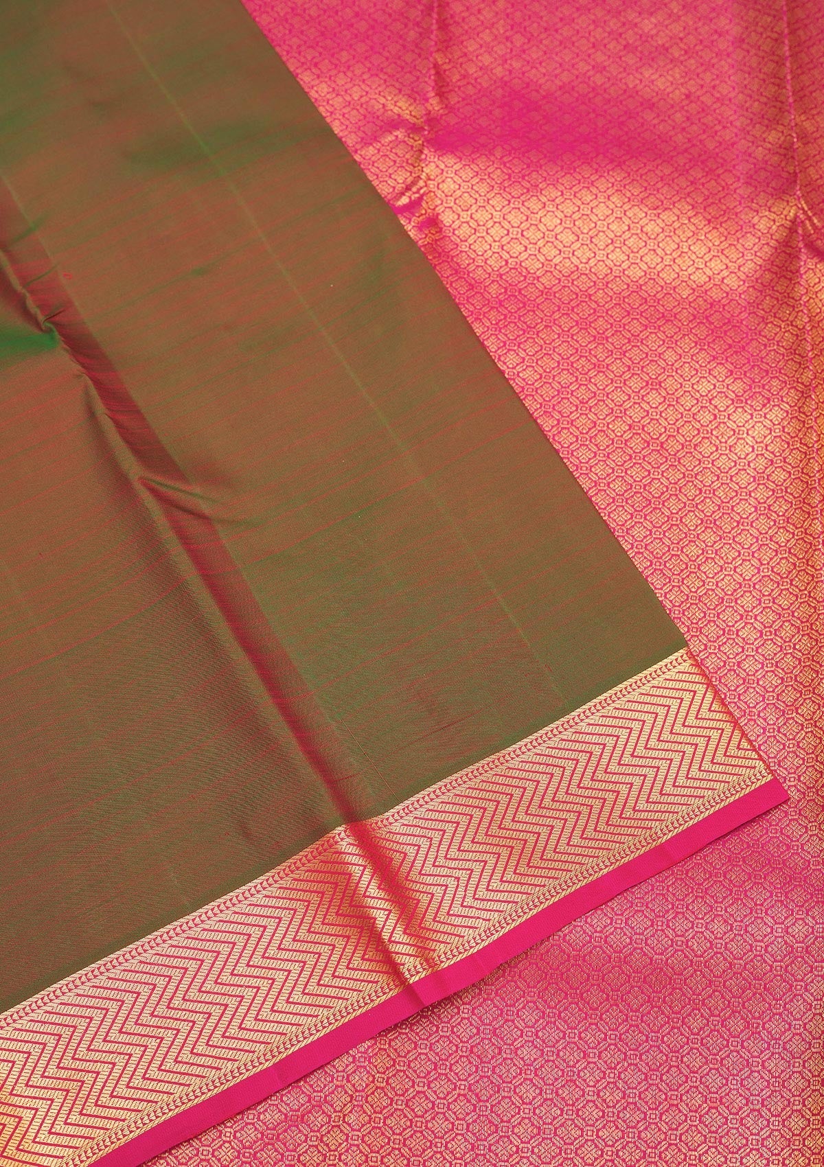 Mehendi Zariwork Pure Silk Saree-Koskii