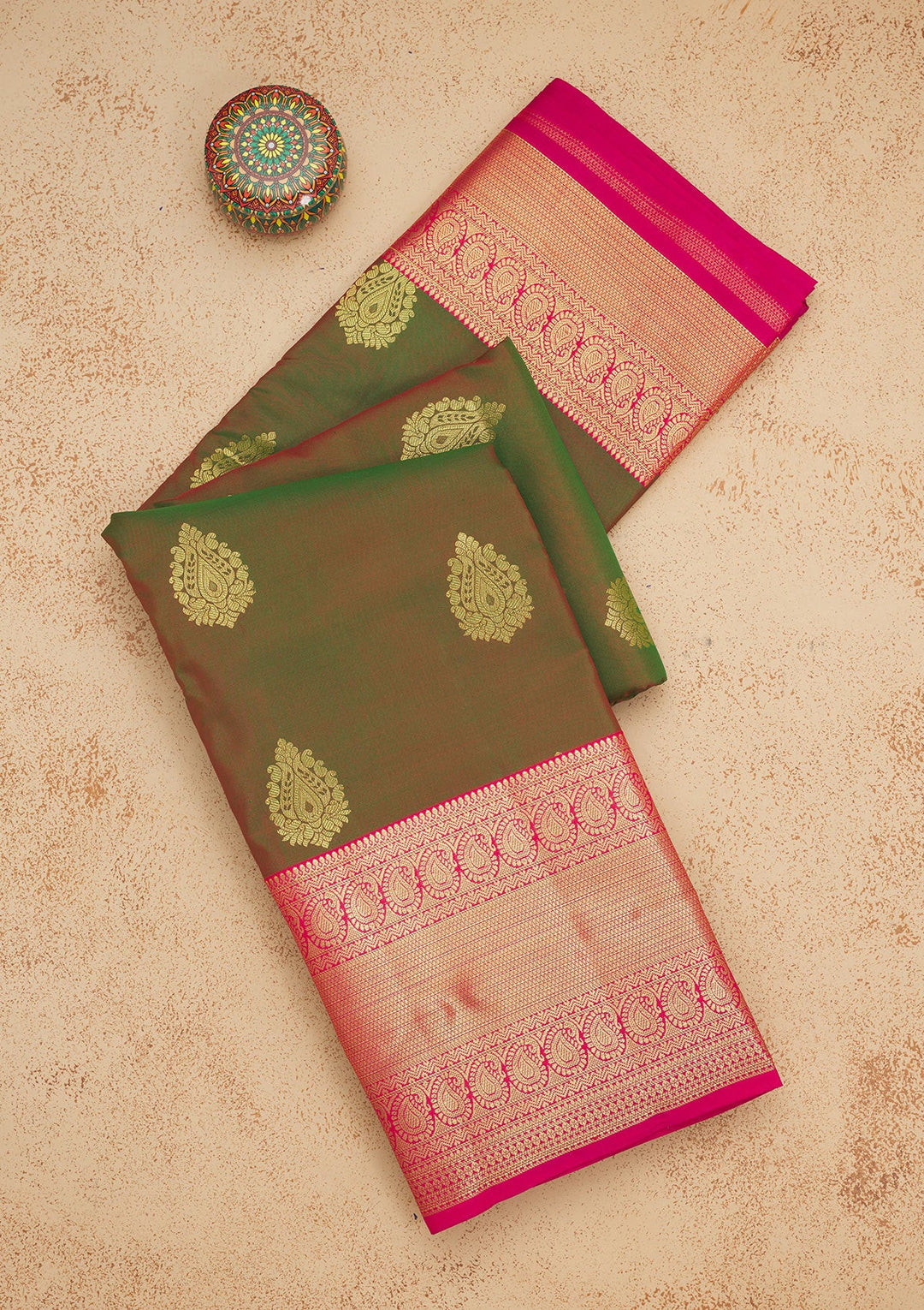 Mehendi Zariwork Pure Silk Saree-Koskii