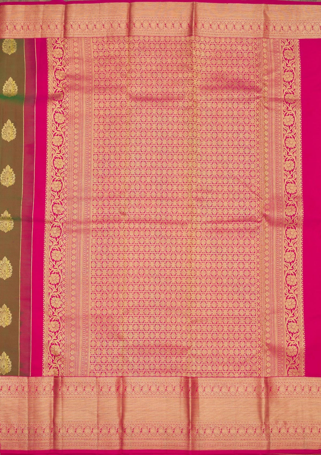 Mehendi Zariwork Pure Silk Saree