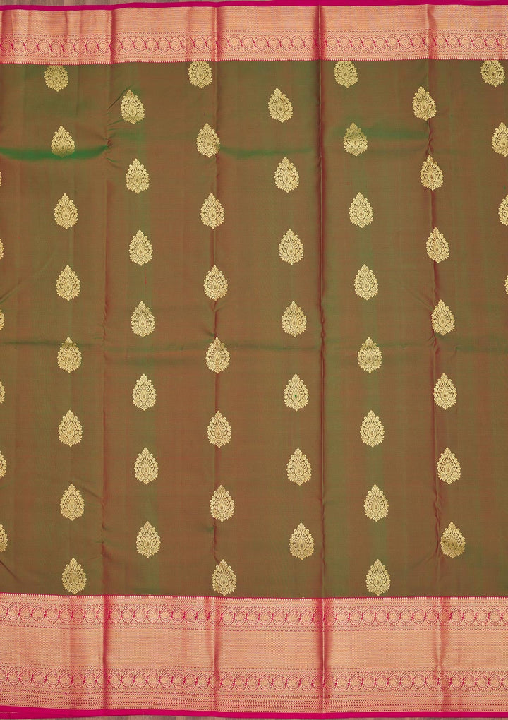 Mehendi Zariwork Pure Silk Saree