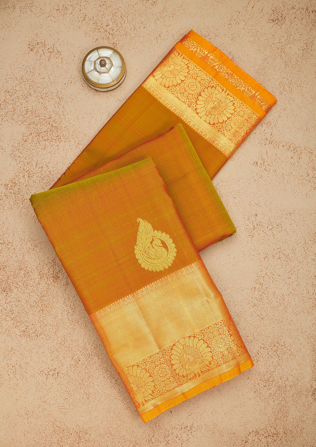 Mehendi Zariwork Pure Silk Saree-Koskii