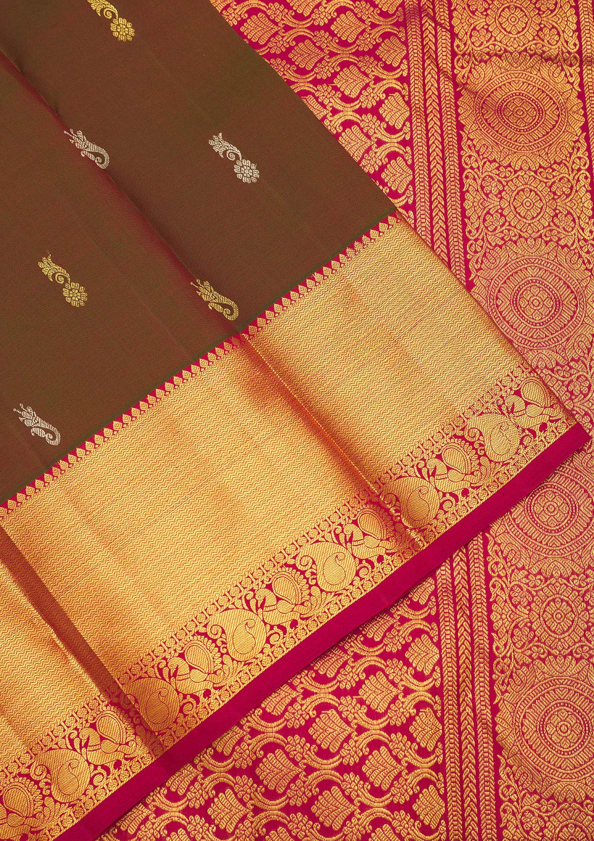 Mehendi Zariwork Pure Silk Saree