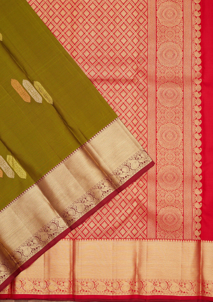 Mehendi Zariwork Pure Silk Saree
