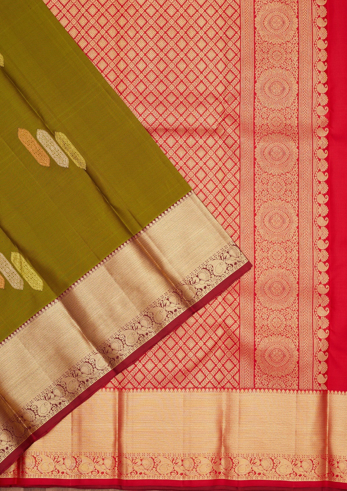 Mehendi Zariwork Pure Silk Saree