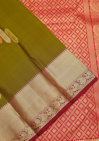 Mehendi Zariwork Pure Silk Saree
