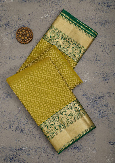 Mehendi Zariwork Pure Silk Saree-Koskii