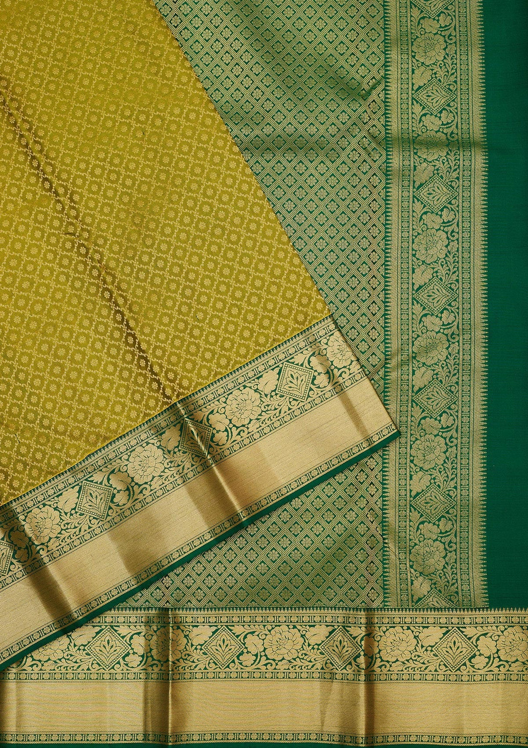 Mehendi Zariwork Pure Silk Saree-Koskii
