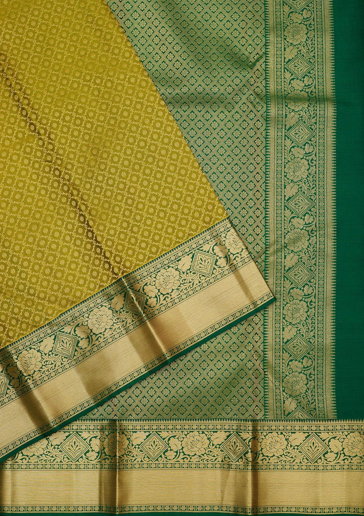 Mehendi Zariwork Pure Silk Saree-Koskii