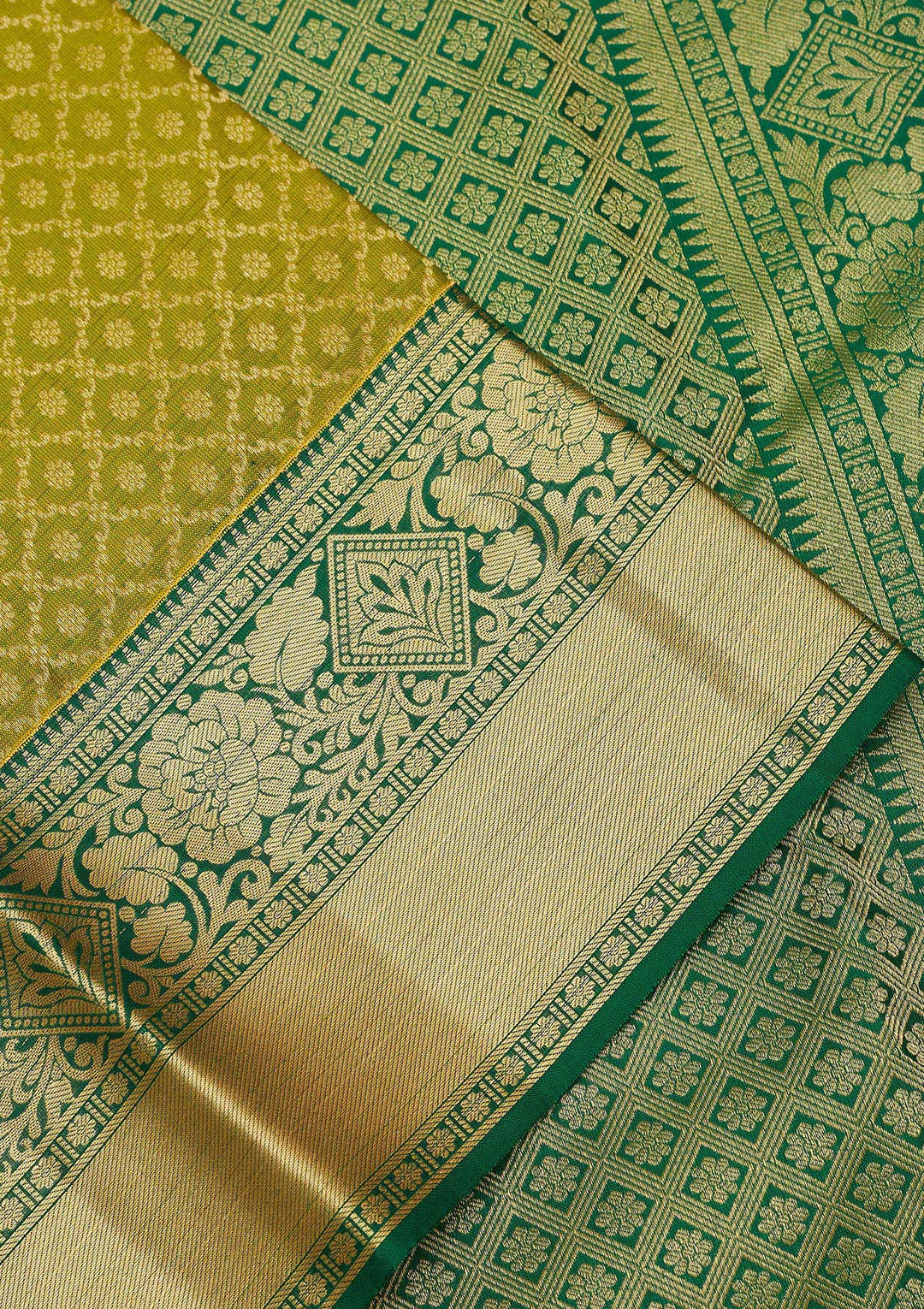 Mehendi Zariwork Pure Silk Saree-Koskii