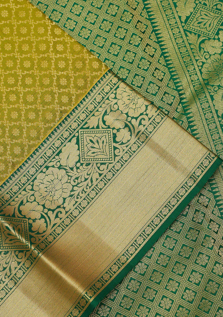 Mehendi Zariwork Pure Silk Saree-Koskii