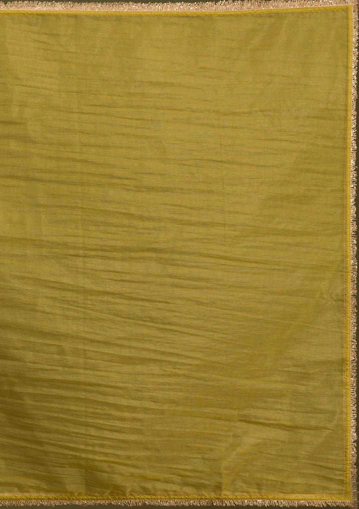 Mehendi Zariwork Semi Crepe Readymade Salwar Suit-Koskii