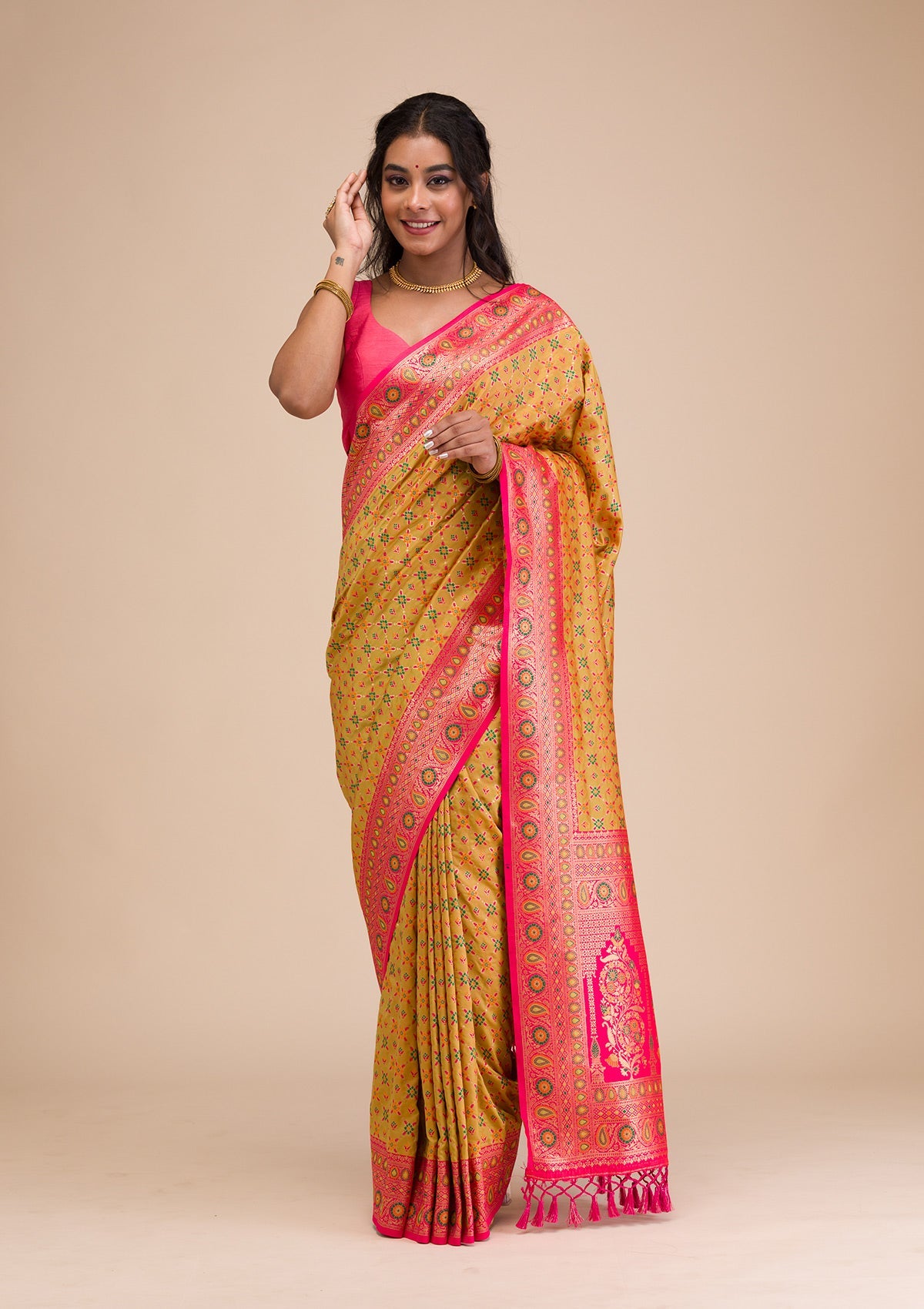 Mehendi Zariwork Soft Silk Saree-Koskii