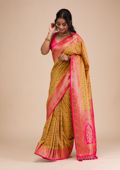 Mehendi Zariwork Soft Silk Saree-Koskii