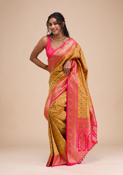 Mehendi Zariwork Soft Silk Saree-Koskii