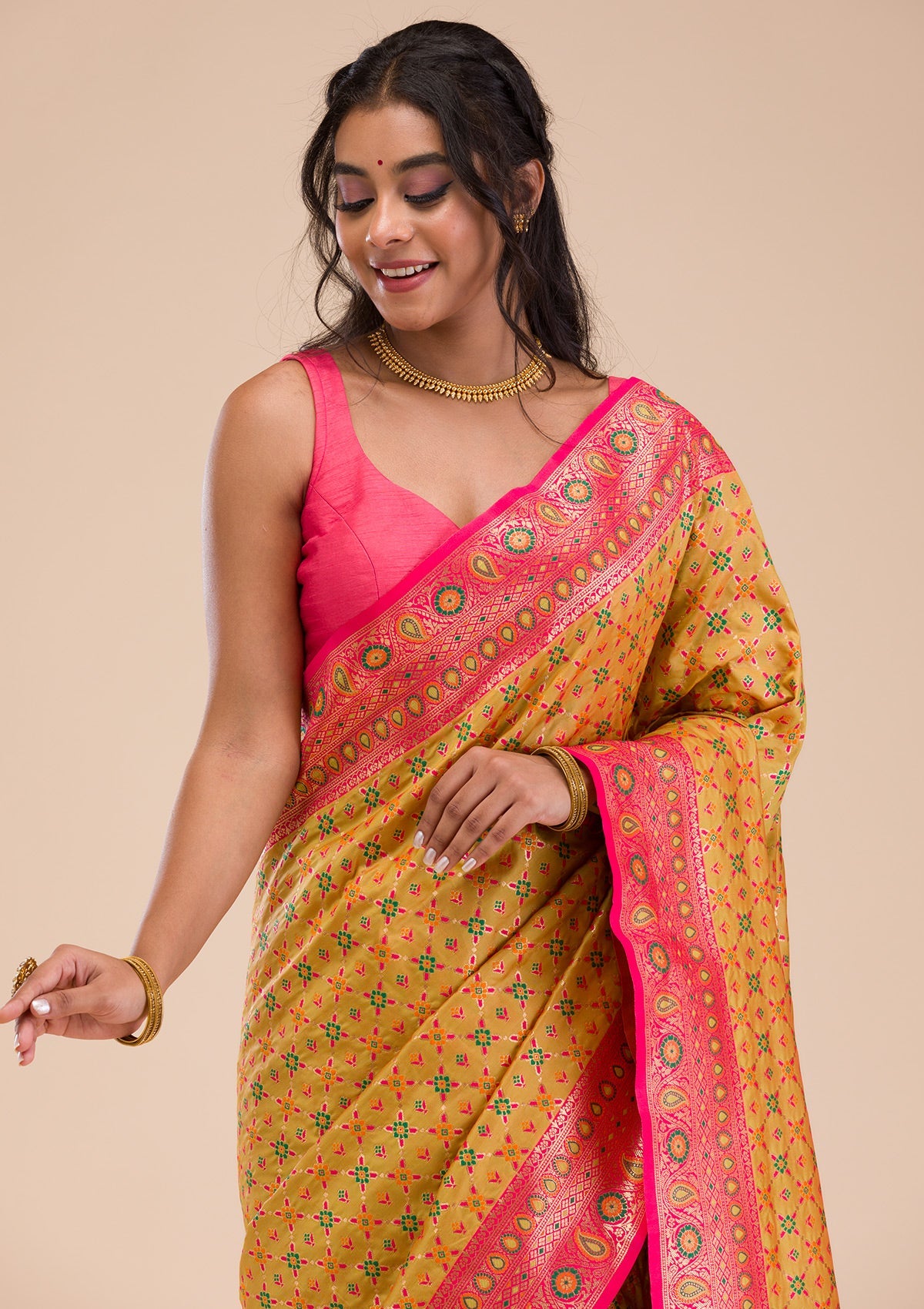 Mehendi Zariwork Soft Silk Saree-Koskii