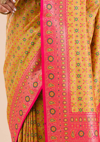 Mehendi Zariwork Soft Silk Saree-Koskii