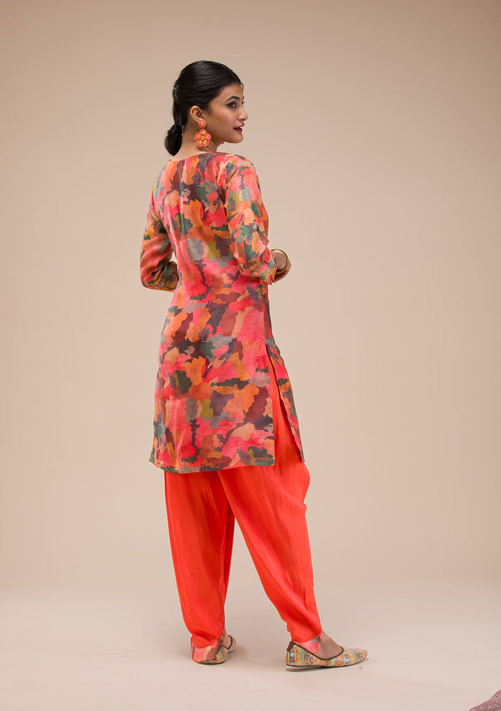 Multi Threadwork Chanderi Readymade Salwar Suit-Koskii
